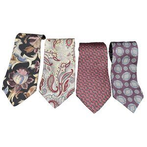 Lot of 3+1 Stafford Men's Ties Floral Geometric Paisley Multi Colors 58-61"